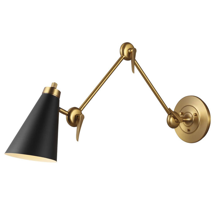 Signoret Two Arm Library Wall Sconce - Burnished Brass/Midnight Black Finish