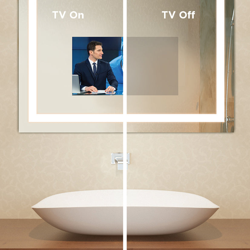 Silhouette Lighted Mirror with TV Detail