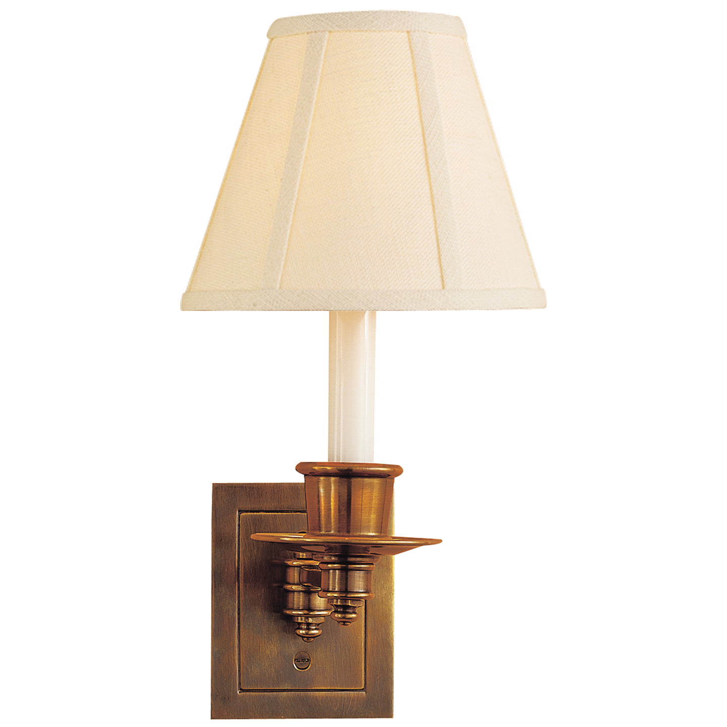 Single Swing Arm Sconce - Hand-Rubbed Antique Brass Finish with Linen Shade