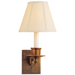 Single Swing Arm Sconce - Hand-Rubbed Antique Brass Finish with Linen Shade