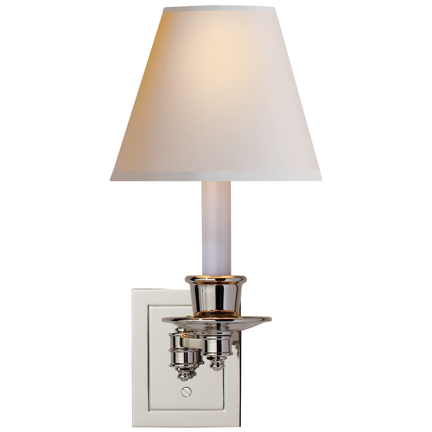 Single Swing Arm Sconce - Polished Nickel Finish with Natural Paper Shade