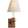 Load image into Gallery viewer, Single Swing Arm Sconce - Hand-Rubbed Antique Brass Finish with Natural Paper Shade
