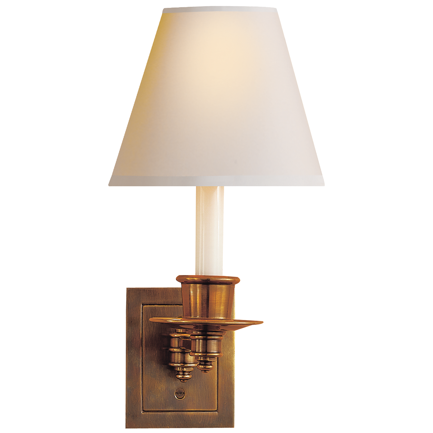 Single Swing Arm Sconce - Hand-Rubbed Antique Brass Finish with Natural Paper Shade