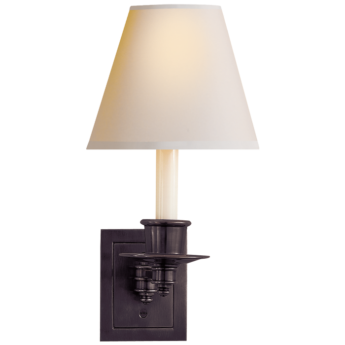 Single Swing Arm Sconce - Bronze Finish with Natural Paper Shade