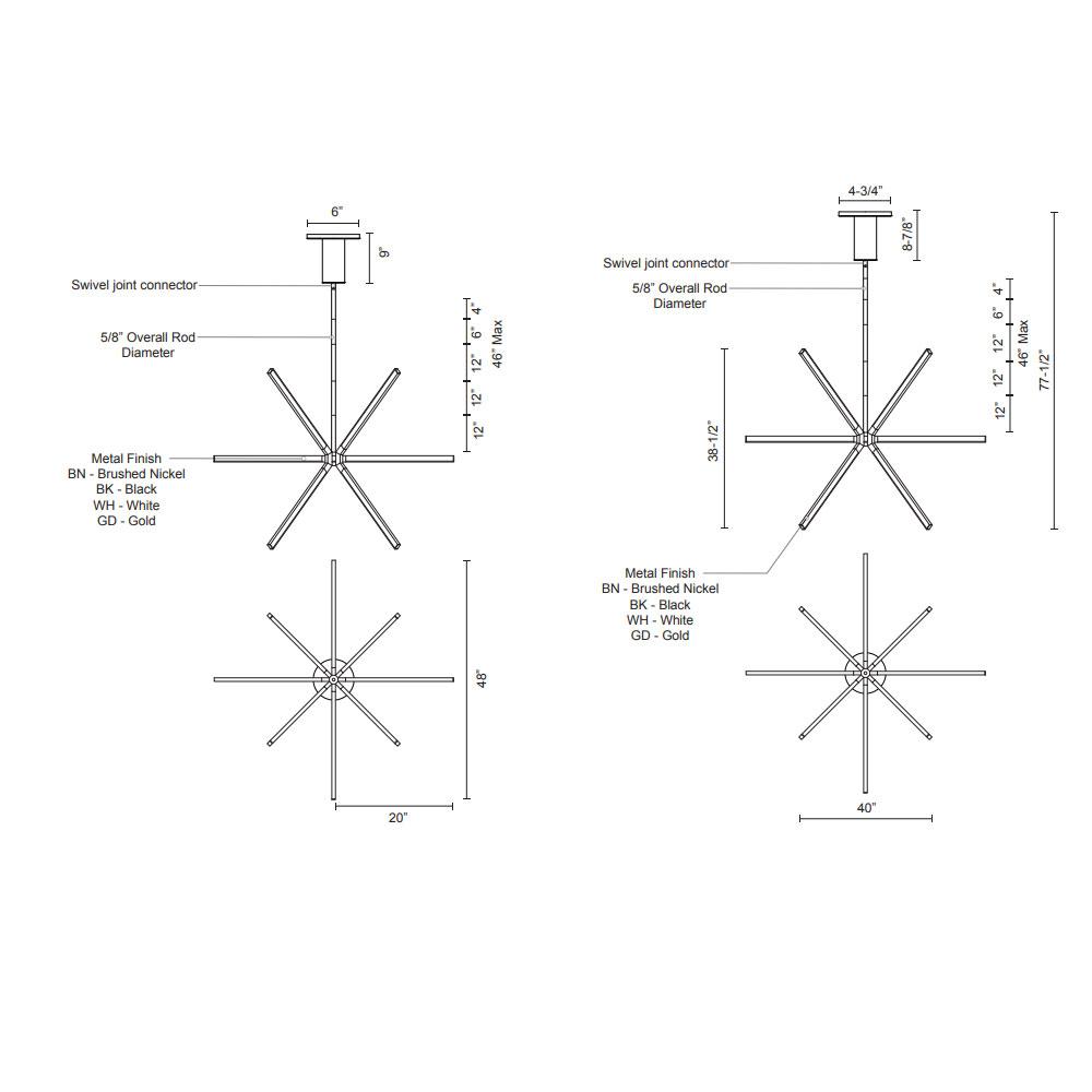 Sirius LED Chandelier - Diagram