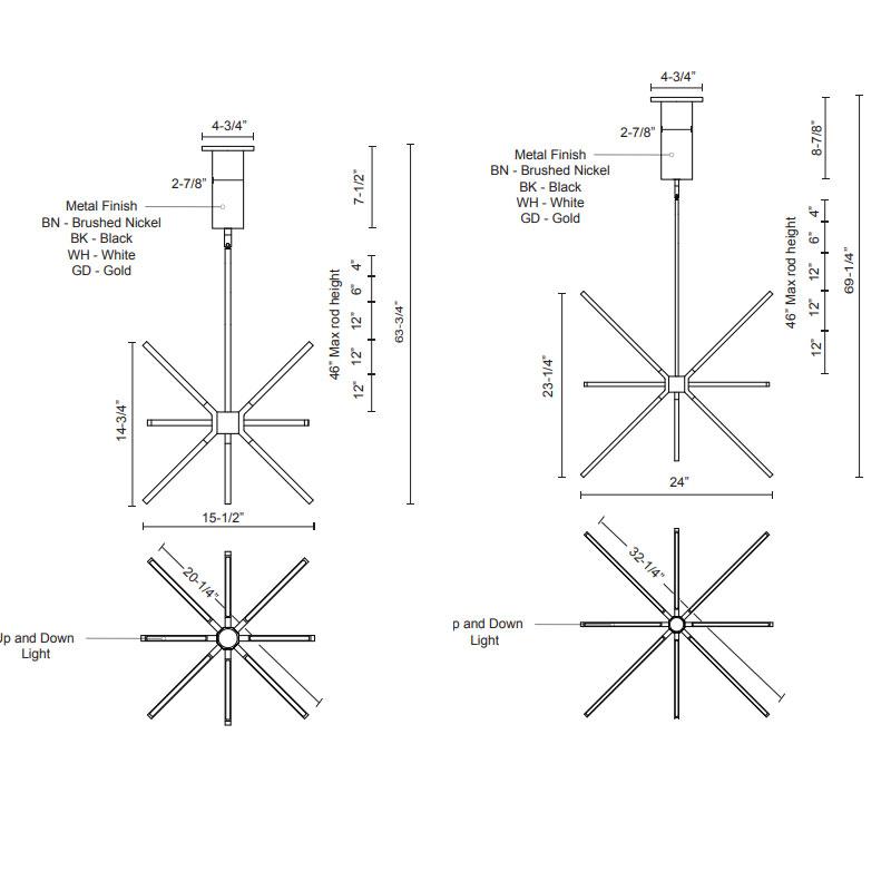 Sirius Minor LED Chandelier - Diagram