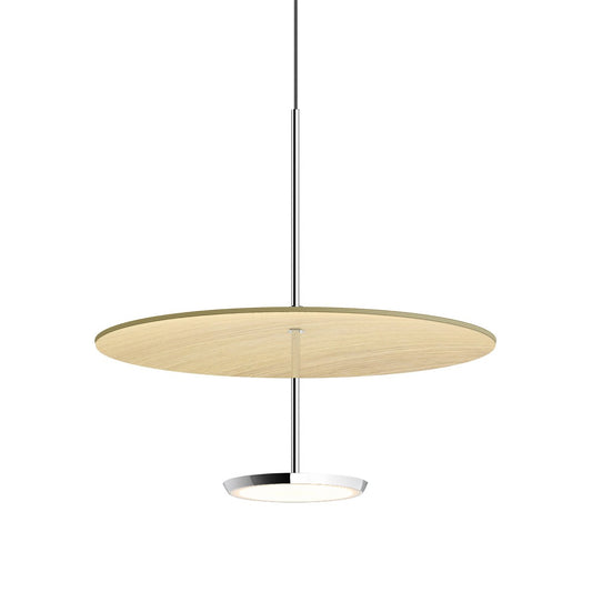 Sky Dome 18" LED Pendant - White Oat/Polished Aluminum Finish