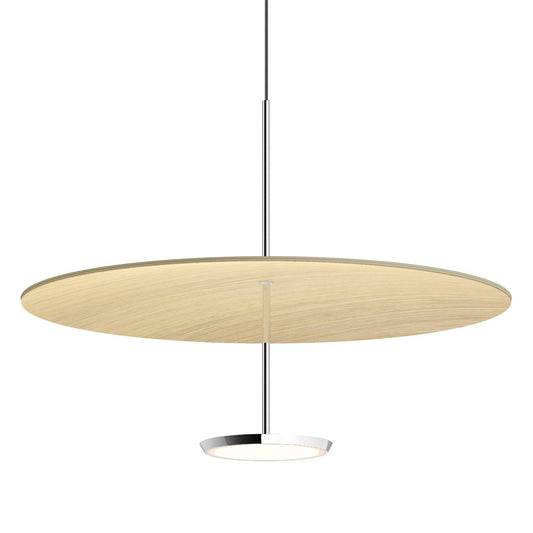 Sky Dome 24" LED Pendant - White Oat/Polished Aluminum Finish