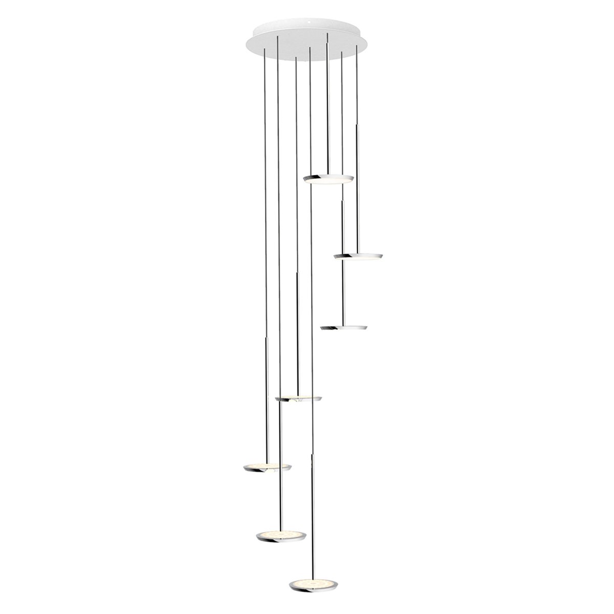 Sky 7-Light LED Pendant - Polished Aluminum Finish