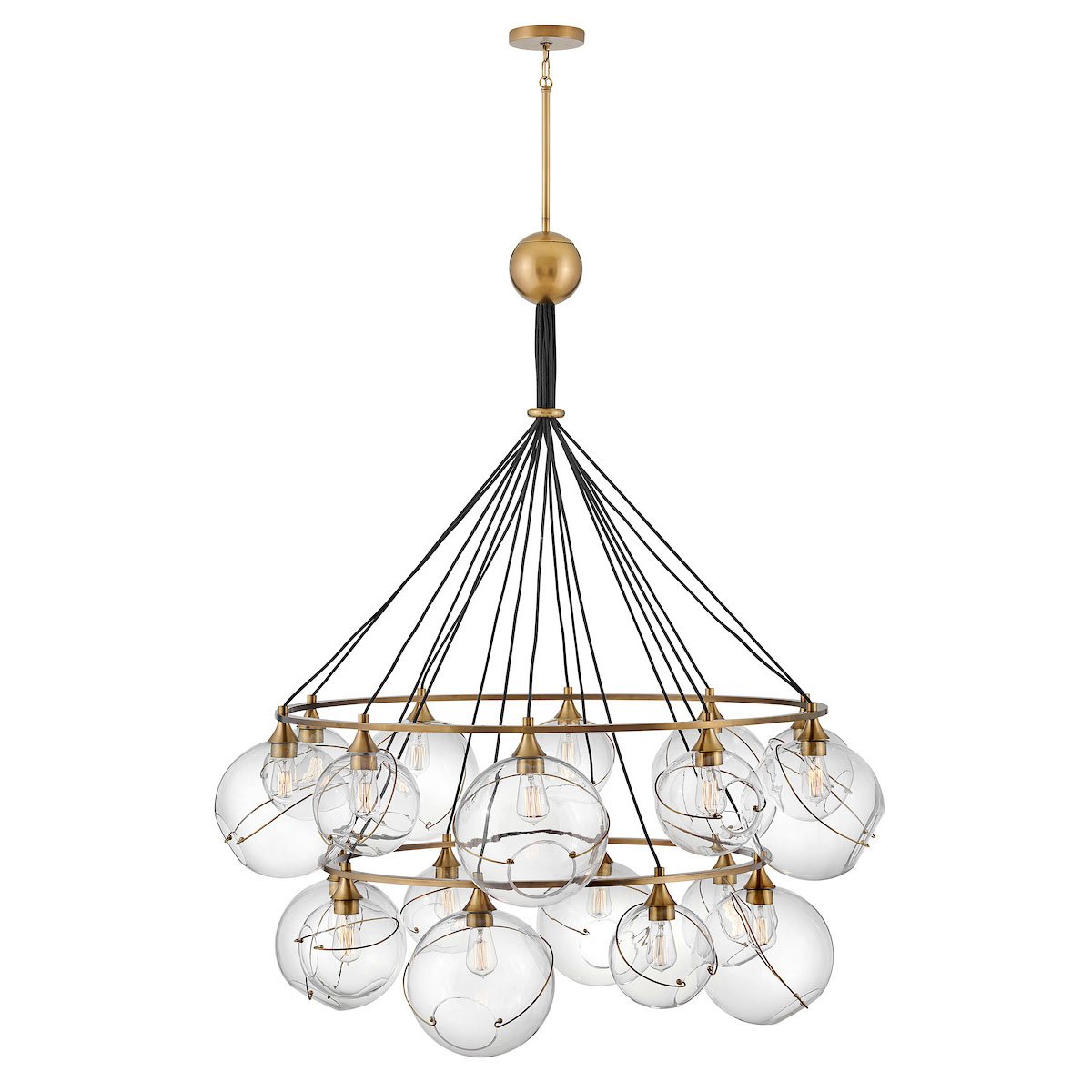 Skye 18-Light Cluster Chandelier - Heritage Brass Finish