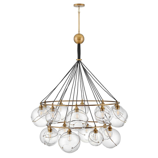 Skye 18-Light Cluster Chandelier - Heritage Brass Finish