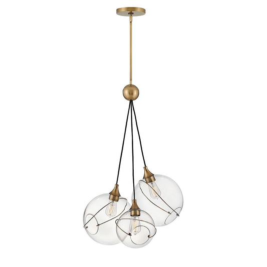 Skye 3-Light Cluster Chandelier - Heritage Brass Finish