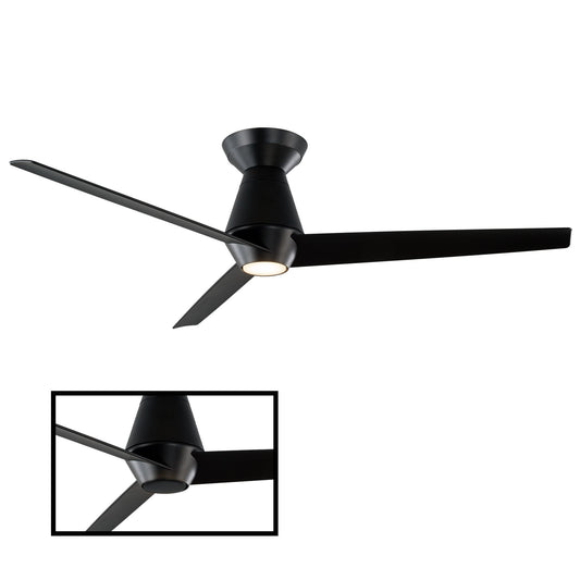 Slim LED Smart Semi-Flush Ceiling Fan - Matte Black Finish