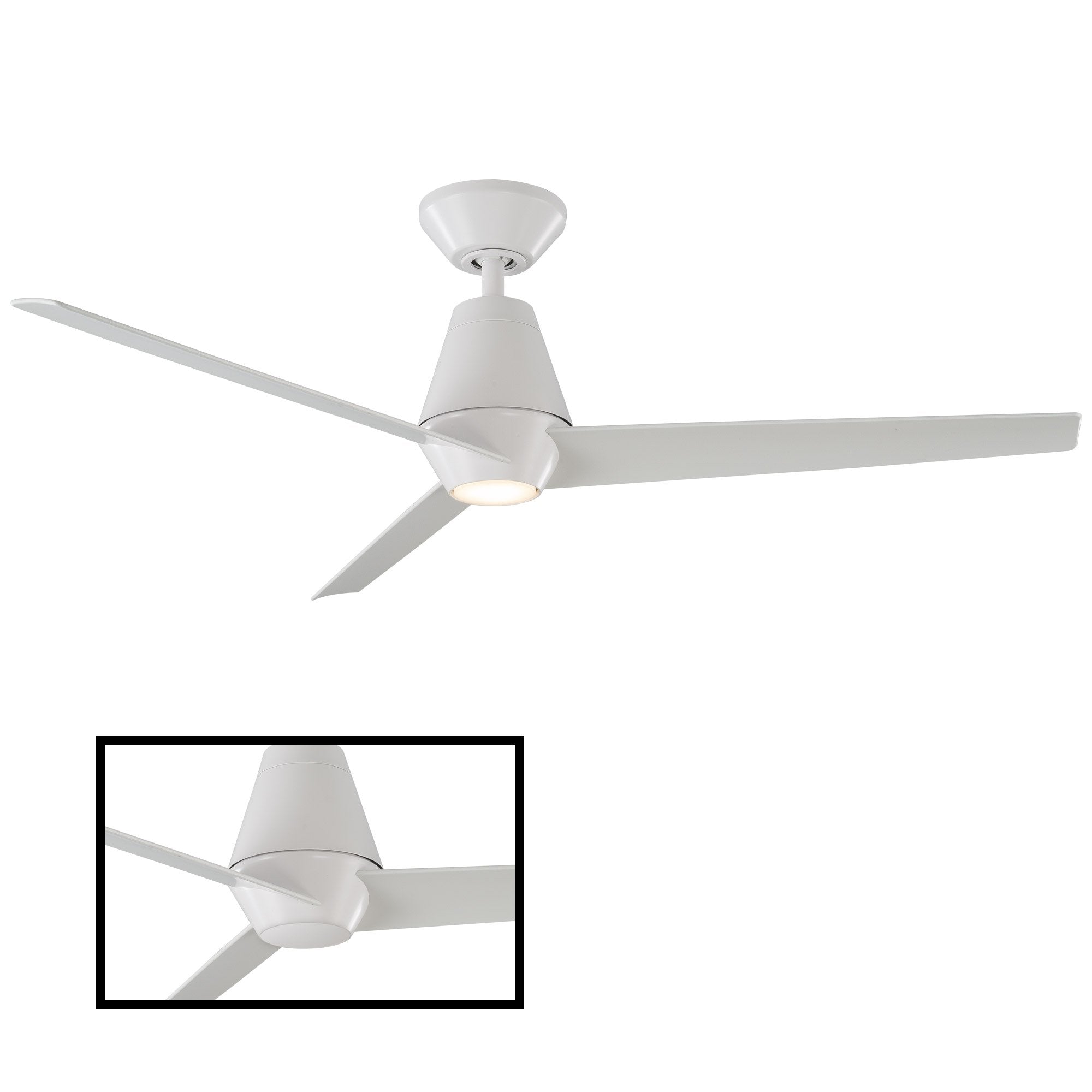 Slim LED Smart Down-Rod Ceiling Fan - Matte White Finish