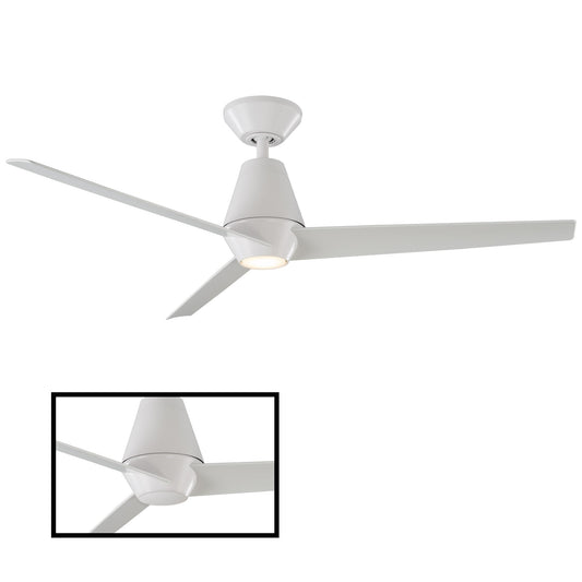 Slim LED Smart Down-Rod Ceiling Fan - Matte White Finish