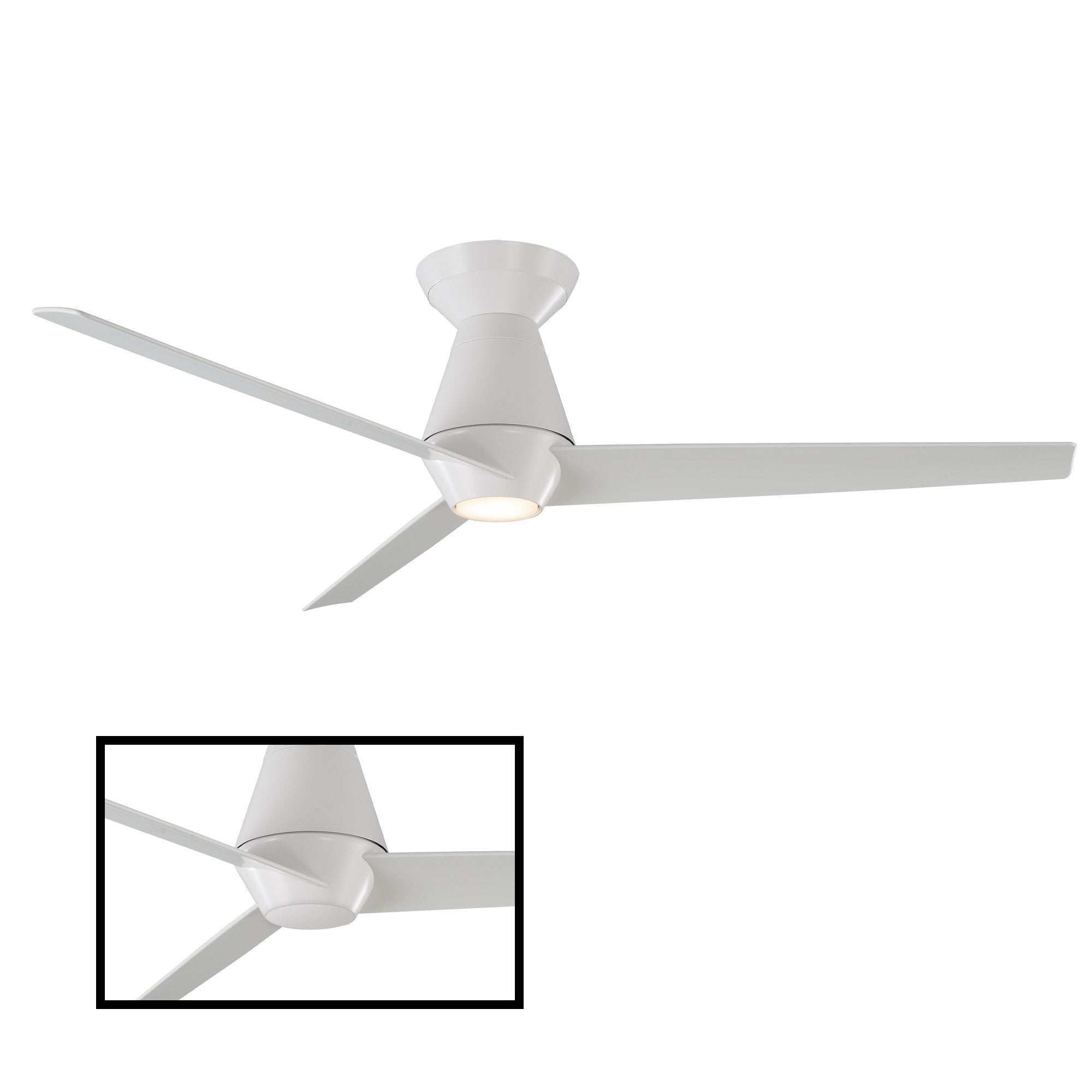 Slim LED Smart Semi-Flush Ceiling Fan - Matte White Finish