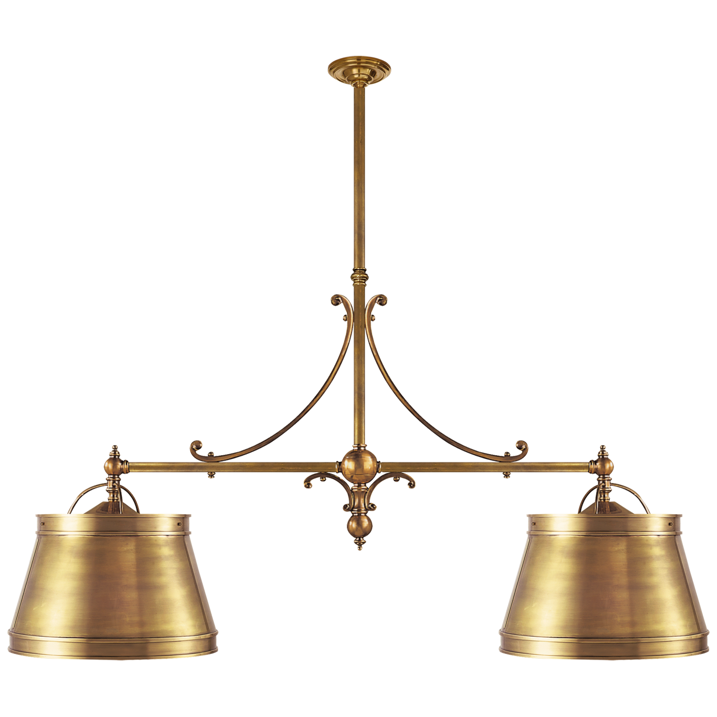 Sloane Double Shop Pendant - Antique-Burnished Brass Finish with Antique-Burnished Brass Shades