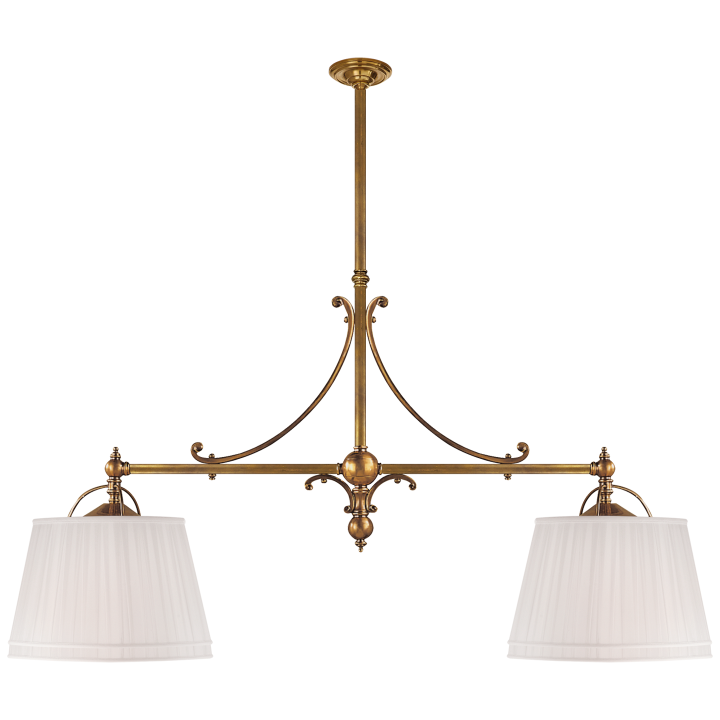 Sloane Double Shop Pendant - Antique-Burnished Brass Finish with Linen Shades