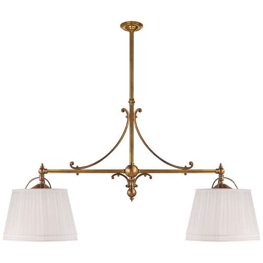 Sloane Double Shop Pendant - Antique-Burnished Brass Finish with Linen Shades