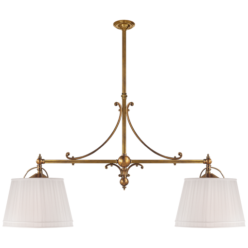 Sloane Double Shop Pendant - Antique-Burnished Brass Finish with Linen Shades