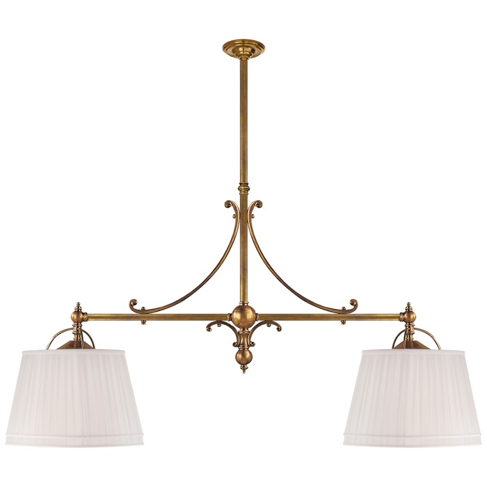 Sloane Double Shop Pendant - Antique-Burnished Brass Finish with Linen Shades