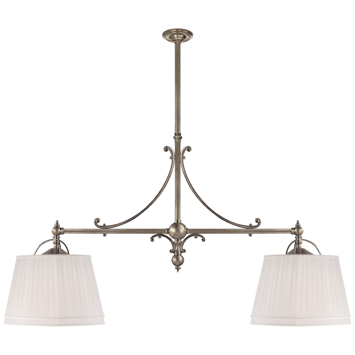 Sloane Double Shop Pendant - Antique Nickel Finish with Linen Shades