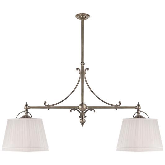 Sloane Double Shop Pendant - Antique Nickel Finish with Linen Shades