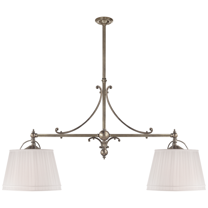 Sloane Double Shop Pendant - Antique Nickel Finish with Linen Shades