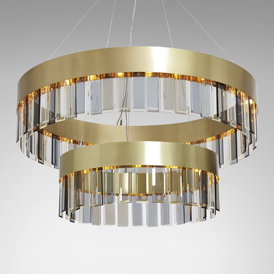 Solaris Twin Chandelier - Satin Brass Finish