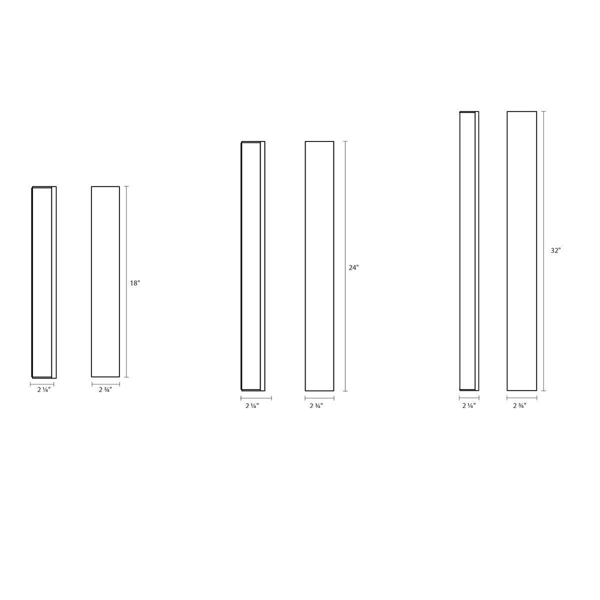 Solid Glass Bar LED Bath Bar - Diagram