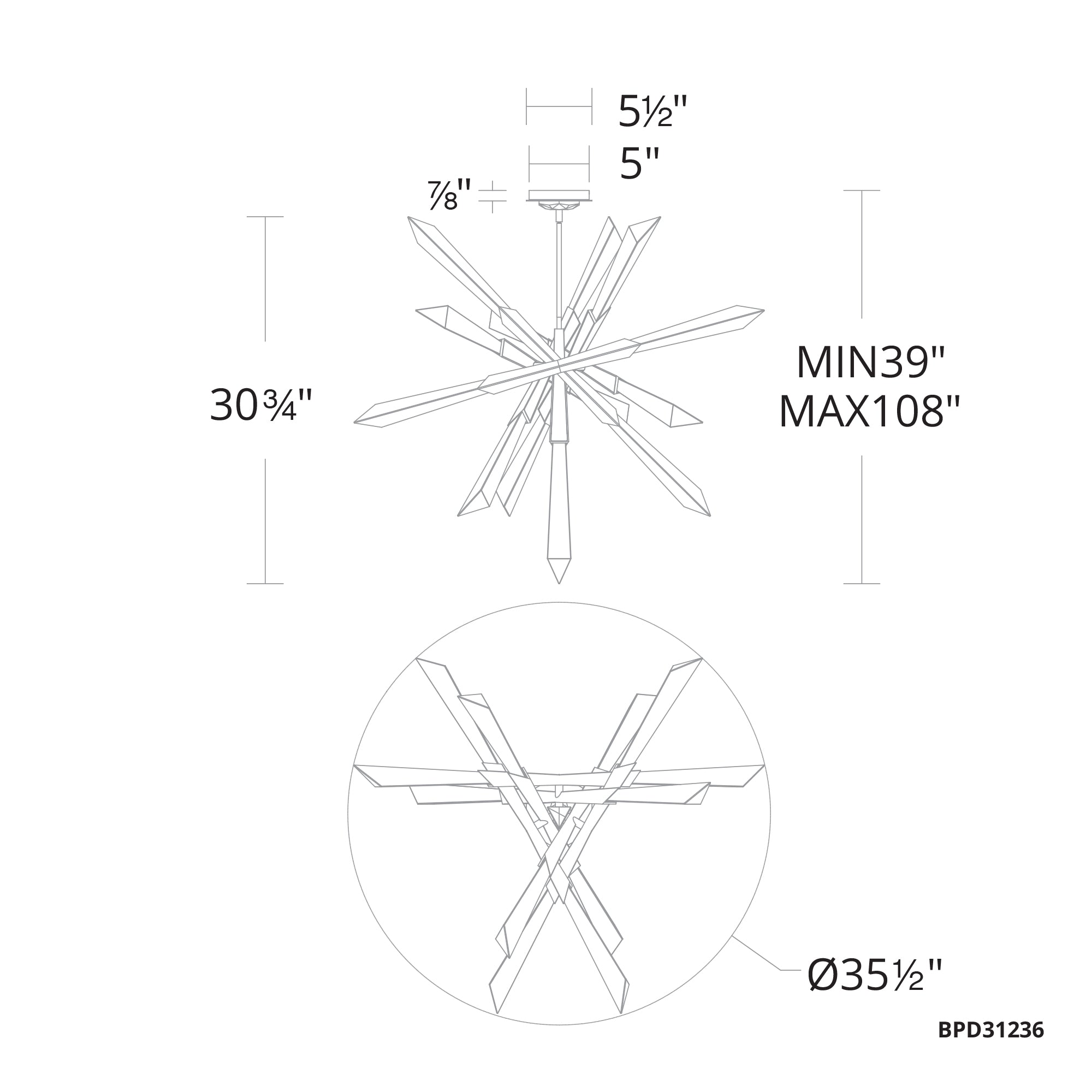 Solitude LED Chandelier - Diagram