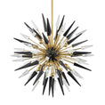 Load image into Gallery viewer, Sparta Small Chandelier - Aged Brass Finish with Black/Clear Glass
