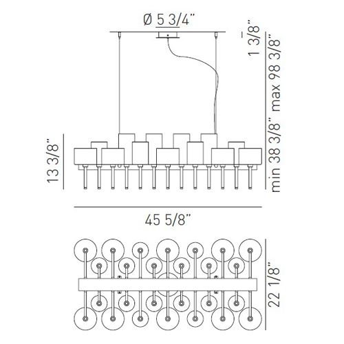 Spillray 26 LED Linear Suspension - Diagram