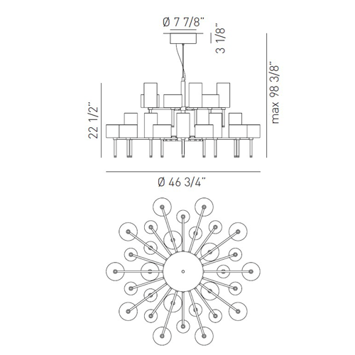 Spillray 30 LED Chandelier - Diagram