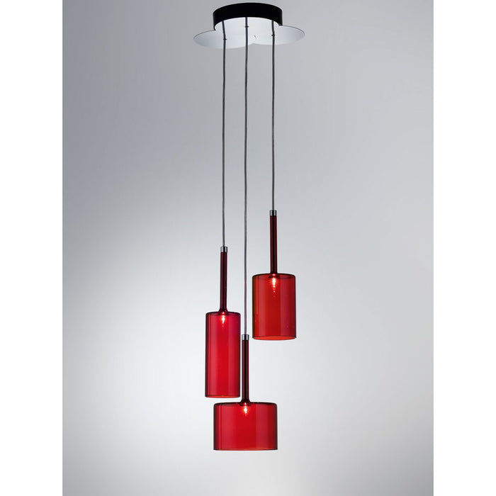 Spillray 3 Light LED Cluster Pendant - Red Glass