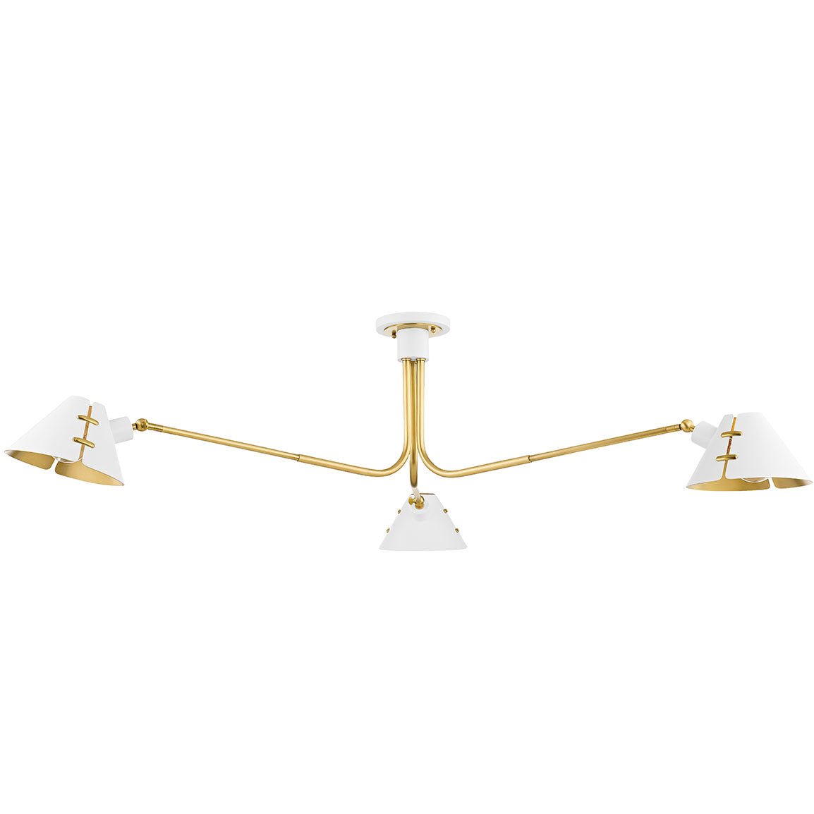 Split Semi Flush - Aged Brass/Soft White Finish