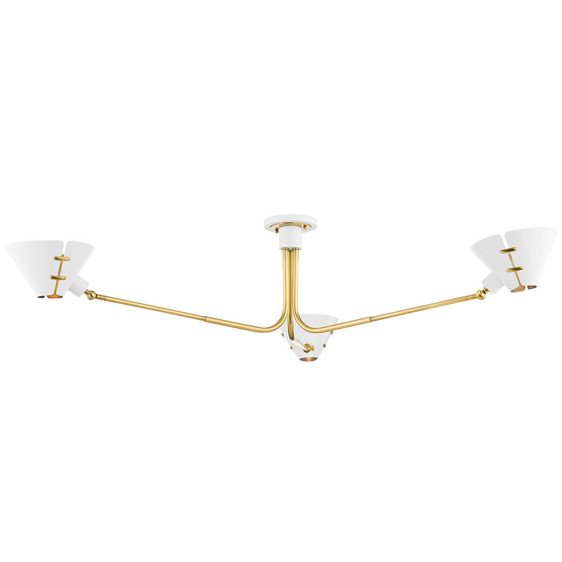 Split Semi Flush - Aged Brass/Soft White Finish