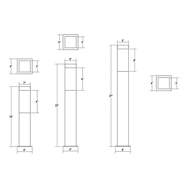 Square Column Outdoor LED Bollard - Diagram