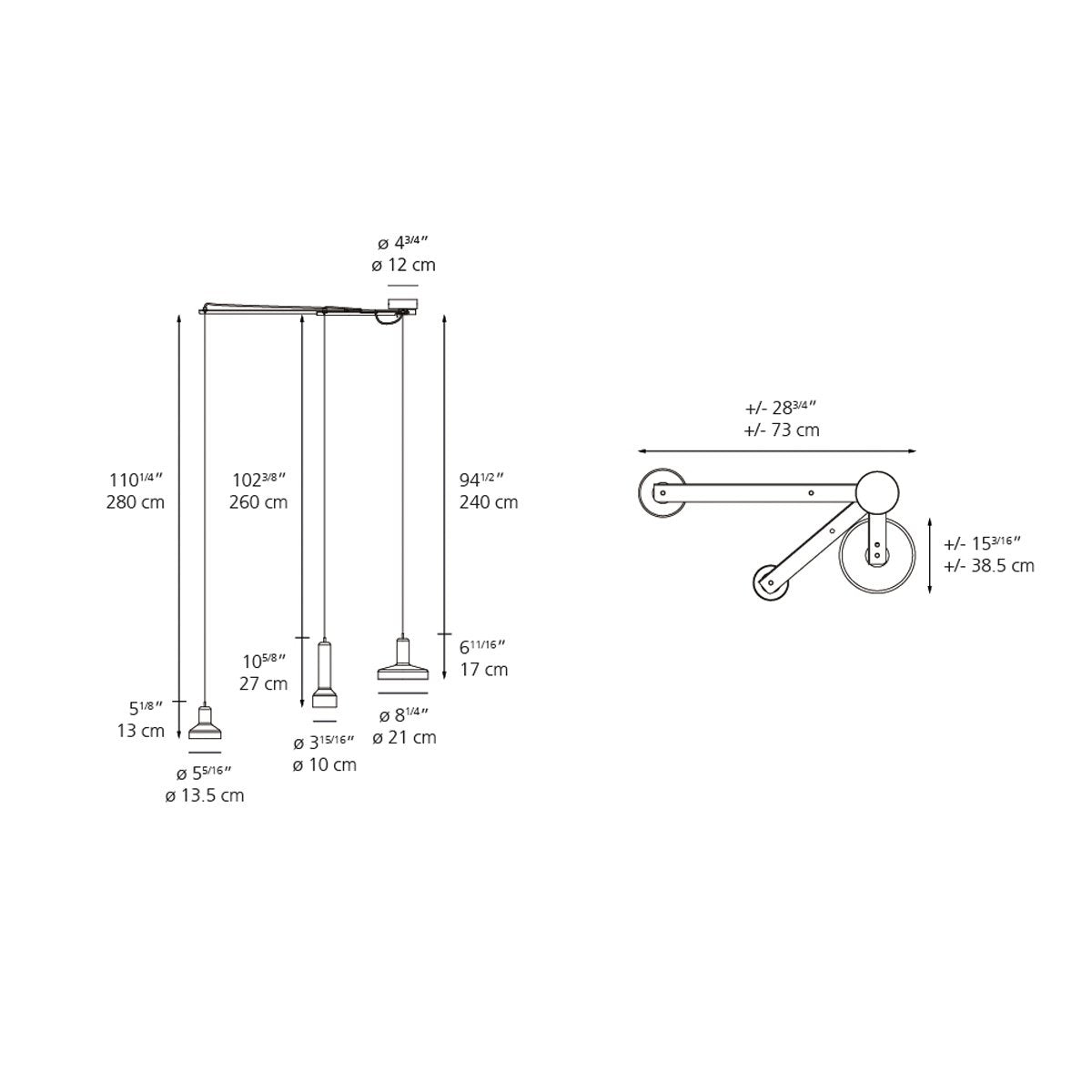 Stablight Multi-Light Pendant - Diagram