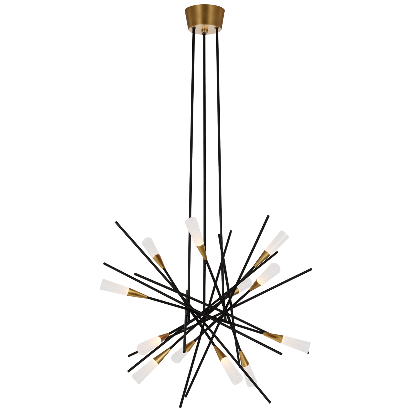 Stellar Medium Chandelier - Matte Black/Antique Brass Finish