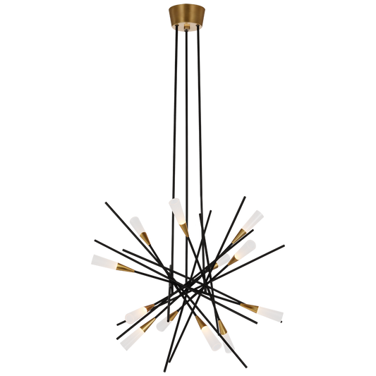 Stellar Medium Chandelier - Matte Black/Antique Brass Finish