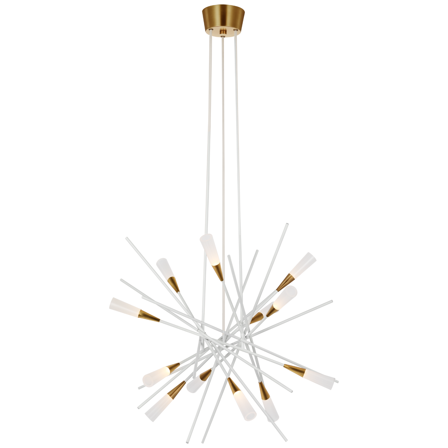 Stellar Medium Chandelier - Matte White/Antique Brass Finish