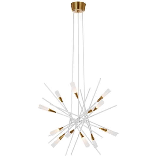 Stellar Medium Chandelier - Matte White/Antique Brass Finish