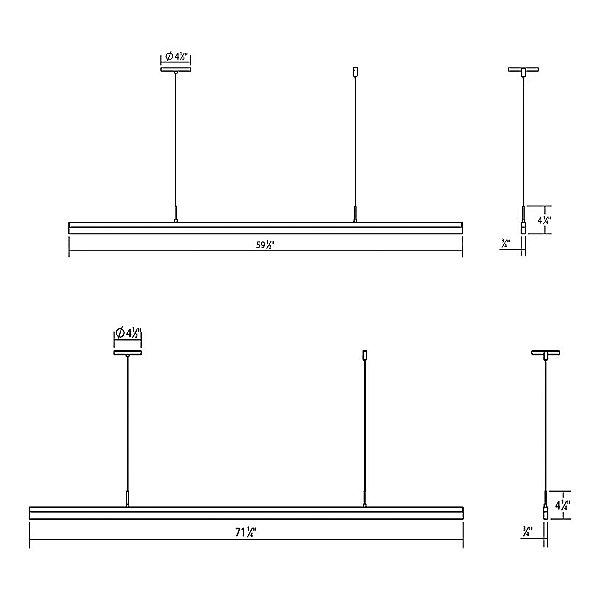 Stiletto LED Pendant Light - Diagram (60",  72")