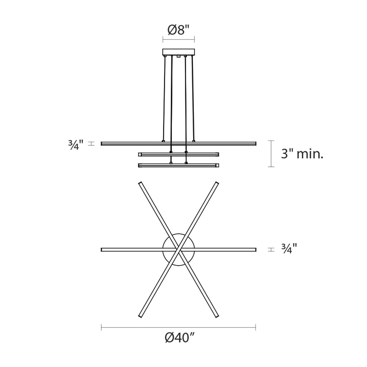 Stix 3-Arm LED Pendant Light - Diagram