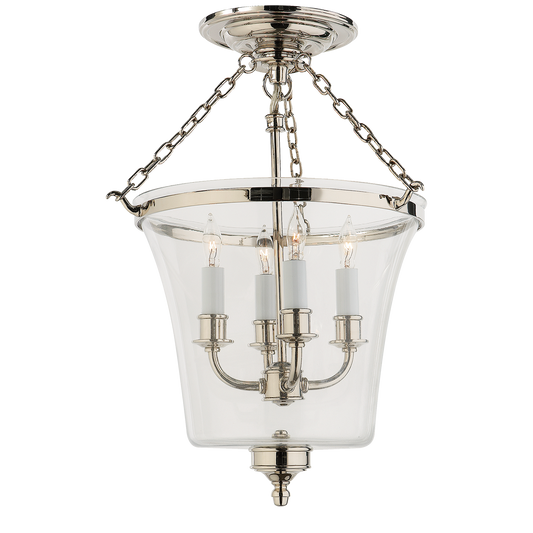 Sussex Semi-Flush Bell Jar Lantern Polished Nickel
