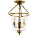 Sussex Semi-Flush Bell Jar Lantern Antique Brass