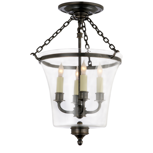 Sussex Semi-Flush Bell Jar Lantern Bronze