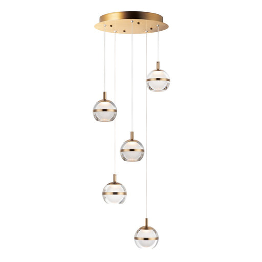 Swank LED 5-Light Pendant - Natural Aged Brass