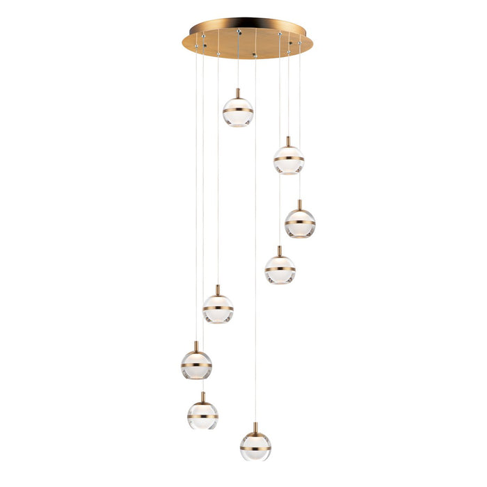 Swank LED 8-Light Pendant - Natural Aged Brass